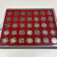 35 Stück 2€-Münzen verschiedene Jahre, Erhaltung von schön bis vz