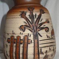 DF Vase Tischvase Keramik braun Landschaft 20cm H Handarbeit vom Künstlermarkt alt ei