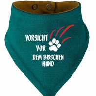 Hunde Halstuch Dreieck - Vorsicht Vor Dem Bissigen Hund | Schwarz | Größe 2 (68 Cm)