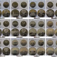 1988-1991, USSR, complete series of 12 pieces 5 ruble coins, proof