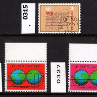 K503- Vereinte Nationen (UNO) New York Mi. Nr. 315 + 326 + 327 - aus Jahrgang 1978 o