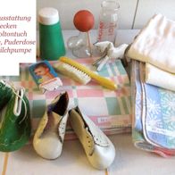 originale DDR Baby Ausstattung * 2 Babydecken, Flasche, Milchpumpe Kinderseife Schuhe