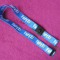 Lanyard "FRITZ!" Schlüsselband blau Umhängeband Trennclip Schlüsselring Verschlu