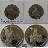 1992, Russia, 1 ruble, Sovereignty and Democracy , Prooflike