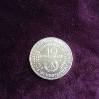 DDR, Ostalgie, 10-Mark-Gedenkmünze 1990 „100 Jahre 1. Mai“, Neusilber, Münze