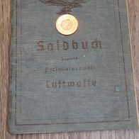 Originales Soldbuch LW Flak. Ers. Abt.37 - Vers. in die SS-Art. Ausb. Ers. Rgt Prag