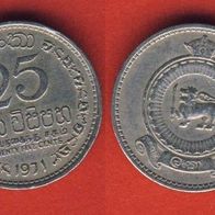 Sri Lanka 25 Cents 1971