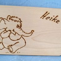 Frühstücksbrettchen Brettchen Holzbrett Elefant NEU ca 24 x 15 cm Heike