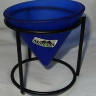 DP Montana Kerzenhalter Teelichthalter Glas blau Metall Ø9 H8,3 kaum benutzt ein