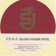 alter Aufkleber von 1994 - Golden Dragon Hotel Kunming China - Werbeartikel
