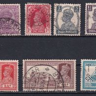 Indien, ab 1911, Könige, 8 Briefm., gest