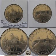 1995, 2 Rubles, Russia, Silver coin, Victory Parade in Moscow -Marshal Zhukov, Proof