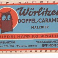 1 Bieretikett Wörlitz , Doppel Caramel , DDR