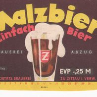 1 Bieretikett Zittau , Malzbier , DDR