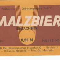 1 Bieretikett Neuzelle , Malzbier , DDR