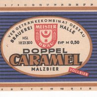 1 Bieretikett Halle , Doppel Caramel , DDR