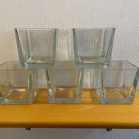 Valentino - 5 x quadratische Glasvase / Tischvase / Windlicht