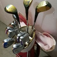 Golfschläger, Waterford Damen : 12 Schläger 86-108 cm Schaftlängen, Tasche, Caddy-Car