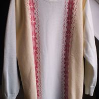 Damen Pullover Weiß-Gelb-Koralle Gr. XL Gr. 42-44 KH