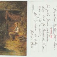 Spitzweg Carl AK Der-Angler 1994 geschrieben mit-Poststempel und-Briefmarke