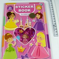 NEU!!! Stickerbuch 6 Bögen süße Prinzessinnen Aufkleber Sticker