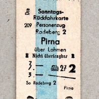 u071) BRD - genutzte Pappfahrkarten - Sonntagsrückk Radeberg nach Dresden