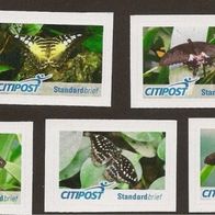 081) BRD - Privatpost - Citipost - Schmetterling butterfly - Satz 5 Schmetterlinge