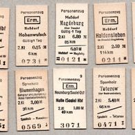 u043) BRD - 10 Pappfahrkarten - Deutsche Reichsbahn (ehemalige DDR)