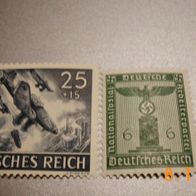 2 Marken Deutsches Reich-Stukas-Dienstmarke der Partei mit WZ4=Hakenkreuz * * (6)