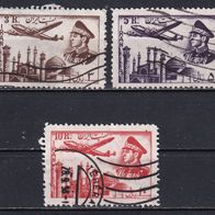Iran, 1953, Mi. 870, 871, 872, Luftpost, 3 Briefm., gest.