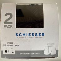 Schiesser - Shorts Essentials 2er-Pack - schwarz Gr. 6 / L NEU & OVP !