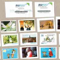88) BRD - Privatpost BWPost - Lot von 15 Marken / 2 Label