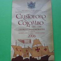 San Marino 2006 2 Euro Gedenkmünze Kolumbus im Folder