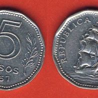 Argentinien 5 Pesos 1967 Segelschiff