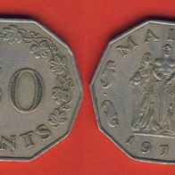 Malta 50 Cents 1972