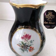 herrliche Vase 16 cm - echt Kobalt & Blüten * Graf von Henneberg Porzellan