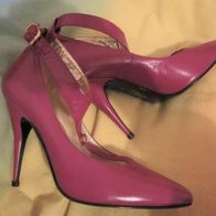 Leder-Fesselriemenpumps-magenta- Mega-HighHeel-Gr.36- * Schuh&Dessous * -11 cm Absatz