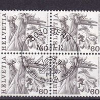 Schweiz MiNr. 1282 Viererblock gestempelt M€ >2,80 #1347d