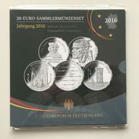 BRD 5 x 20 Euro Sammlermünzen-Set 2016 Spiegelglanz im Blister