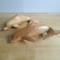 2 Delphine aus Holz 18 cm groß *