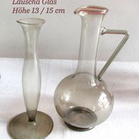 2 dekorative kleine Vasen aus Rauchglas * Lauschaer Glas - ganz zart