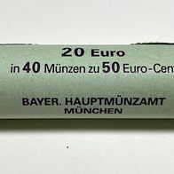 50 Cent - Münzrolle Deutschland von 2002 D München, (Sichtrolle)