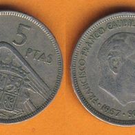 Spanien 5 Pesetas 1957 ( * 61 )