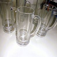 5 Bierhumpen Bierkrug Glas mit Verzierung und Eichstrich 0,3 L *