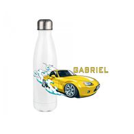 Personalisierte Trinkflasche Mit Namen Vincent & Auto-Motiv Für Jungs - Aluminium, 500 Ml, 2 Verschlüsse