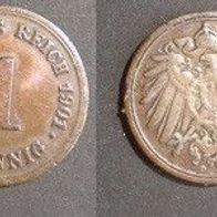 Münze Deutsches Reich: 1 Pfennig 1901 - D