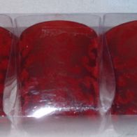DL Teelicht Glas rot 1x3 Stk rot beflockt mit Dekor 4,7x5,5H6,8 originalverpackt Glas