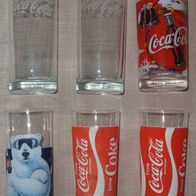 H Coca Cola Trinkgläser 6 Gläser versch. Dekore + Größen gebraucht gut erhalten Samme