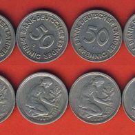 BRD 50 Pfennig 1949 Bank Deutscher Länder kompl. D, F, G, J.