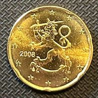 20 Cent Münze Finnland 2008 Unziruliert, frisch aus der Originalrolle
